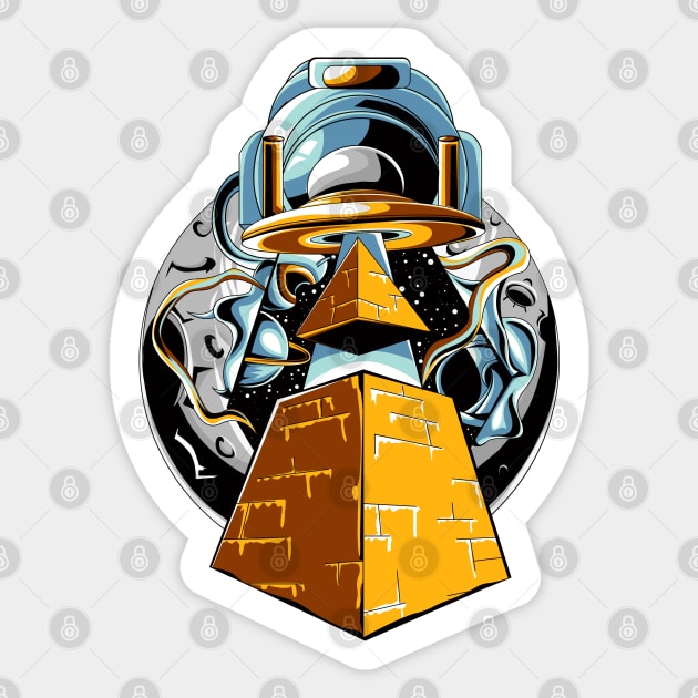 UFO Pyramid Mascot Sticker by Mako Design 